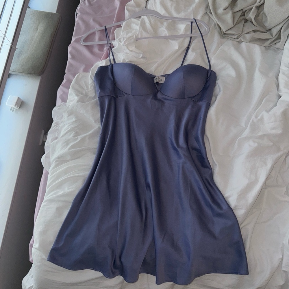 Elegant Blue Satin Nightgown